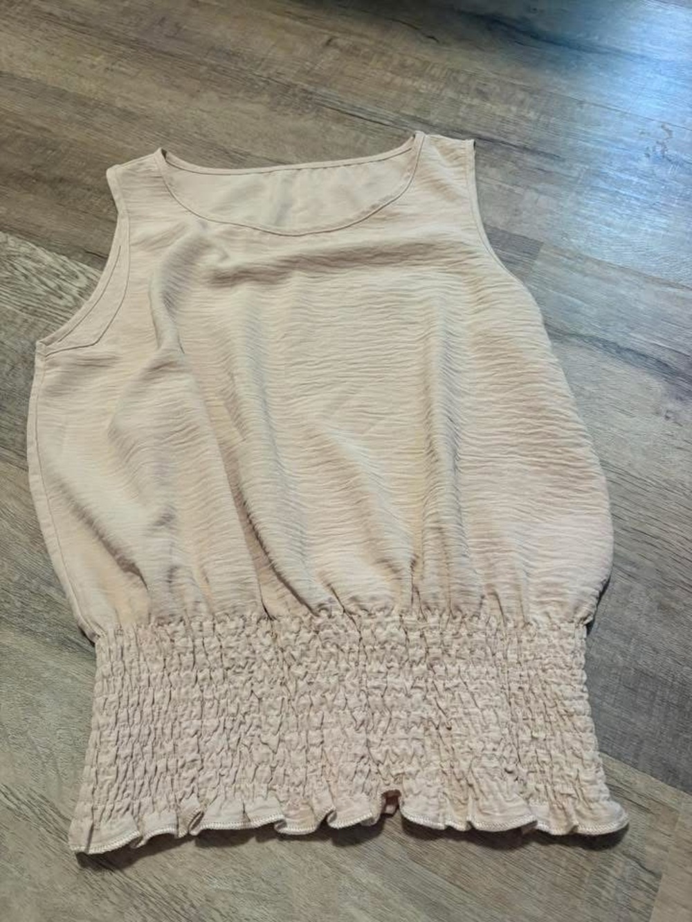 SHEIN Blush Smocked-Hem Sleeveless Tank